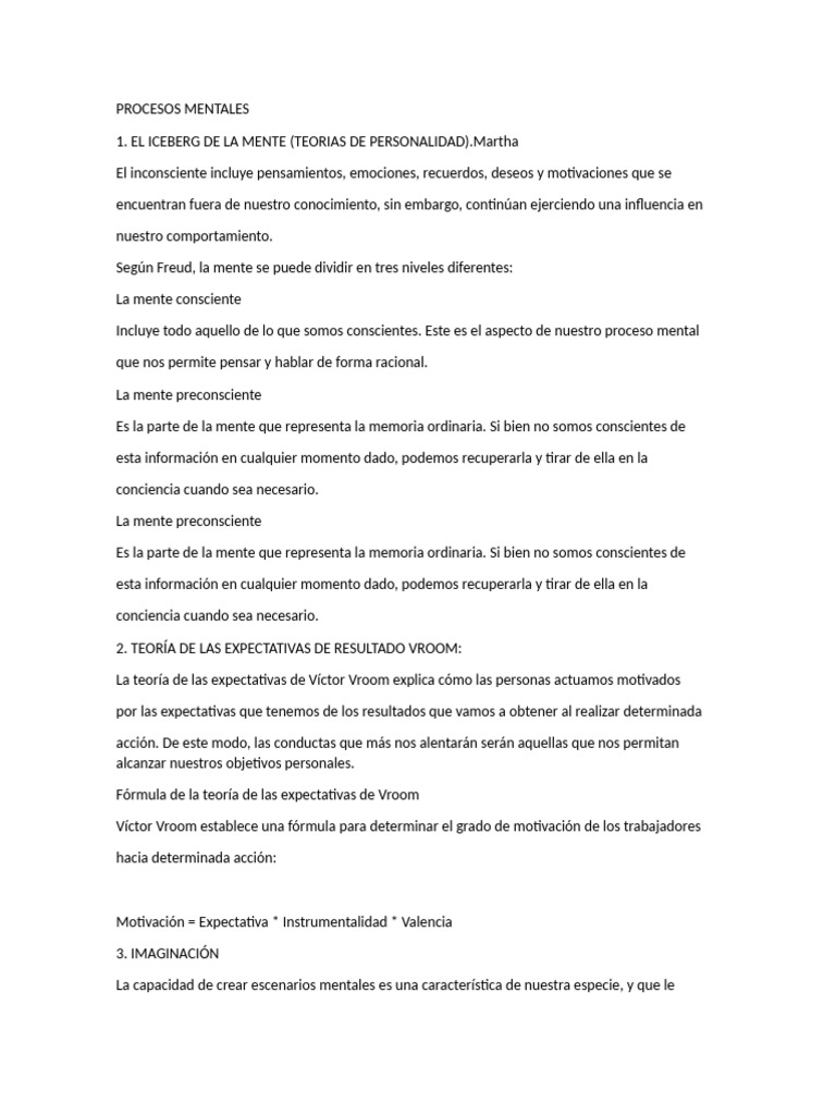 Procesos Mentales y Autoimagen en Psicología | PDF | Mente | Pensamiento