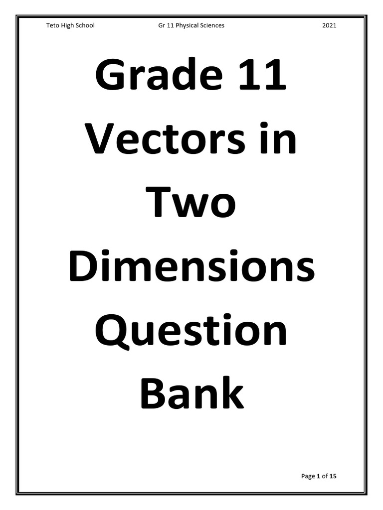 Grade 11 Vectors Question Bank | PDF