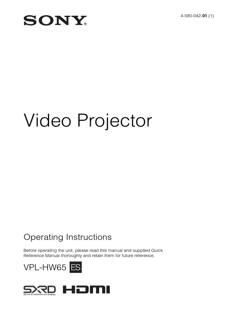 VPL-HW65 Video Projector Manual | PDF | Hdmi | Video