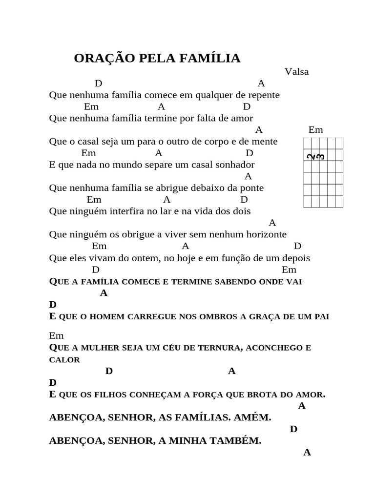 Oração pela Família: Letra e Cifras | PDF