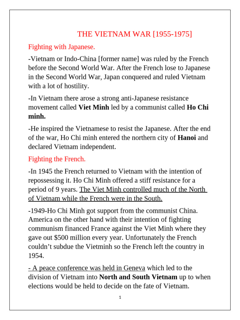 Overview of the Vietnam War | PDF | Vietnam War | Viet Cong