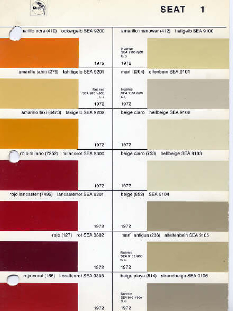 SEAT 850 Codigos Color | PDF