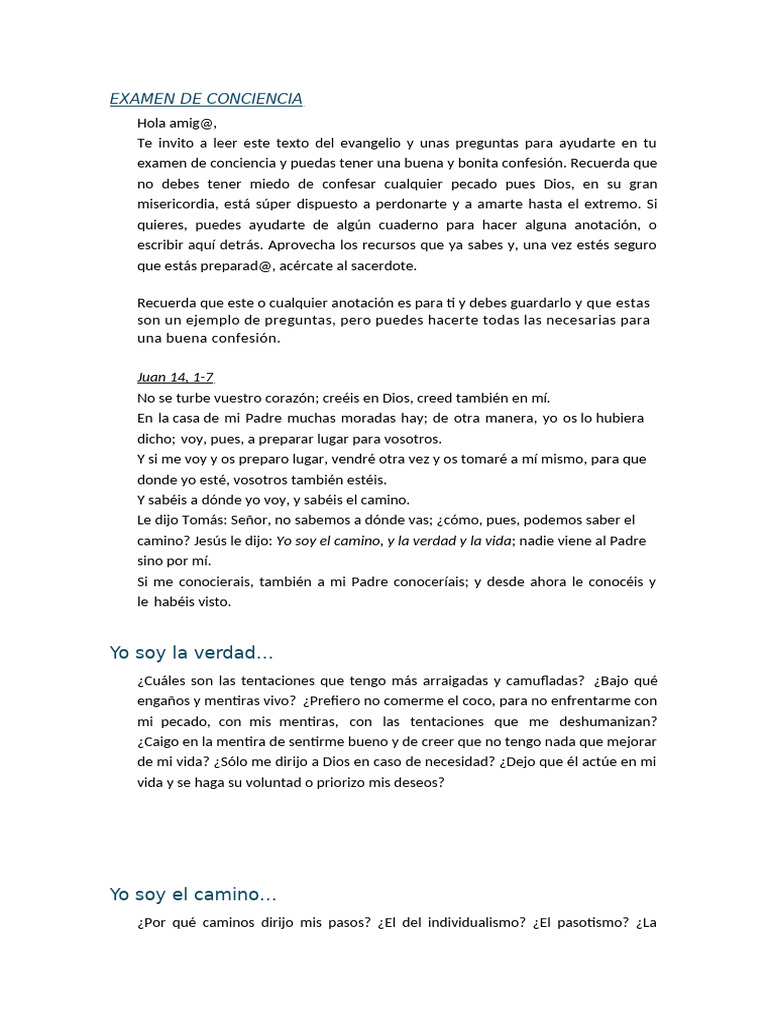 Preguntas para el Examen de Conciencia | PDF