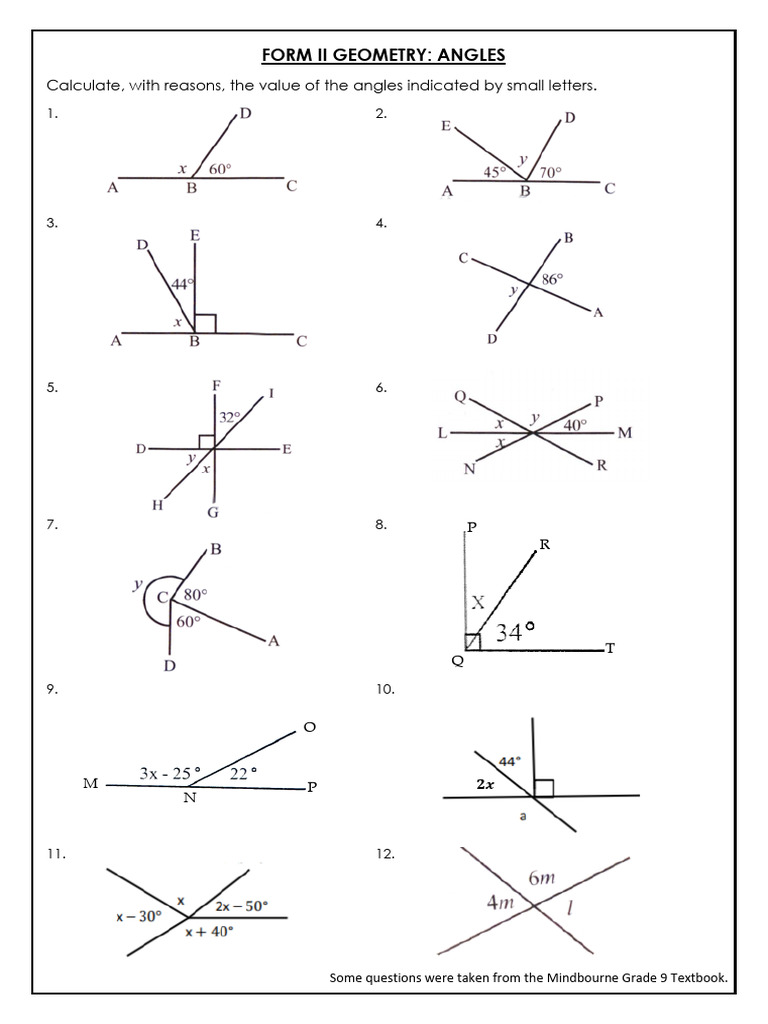 Geometry Angle Calculations Guide | PDF