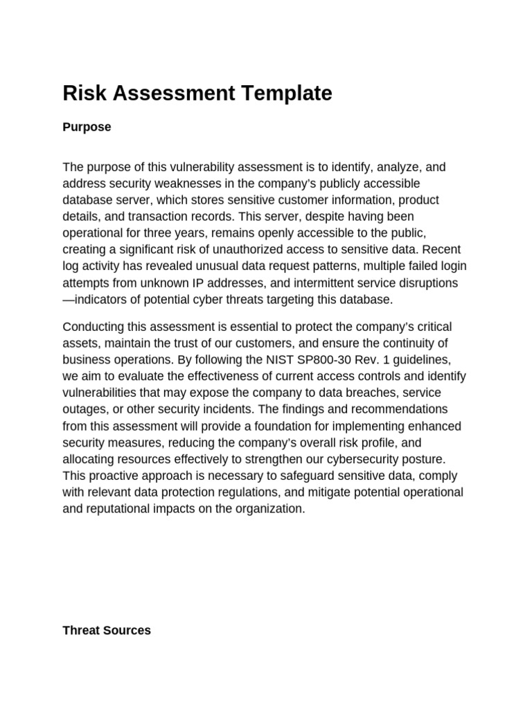 Risk Assessment Template | PDF | Security | Computer Security