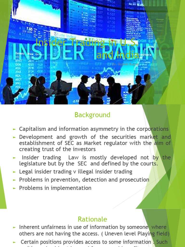 Insider Trading Laws in U.S. and India | PDF | Insider Trading | Sec ...