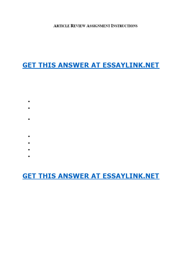 Article Review Assignment Instructions 2 Pdf