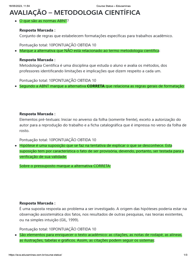 Avaliação de Metodologia Científica | PDF | Método científico | Citação