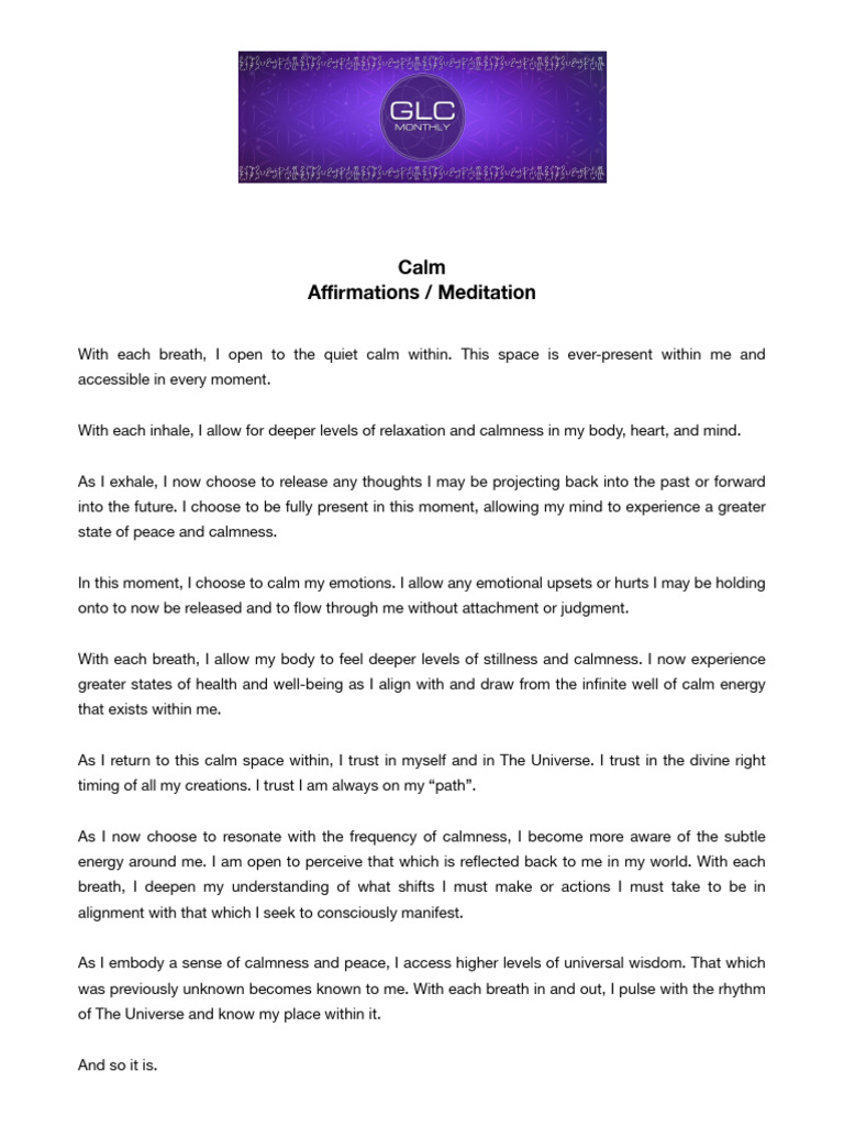 GLC Calm Affirmations | PDF