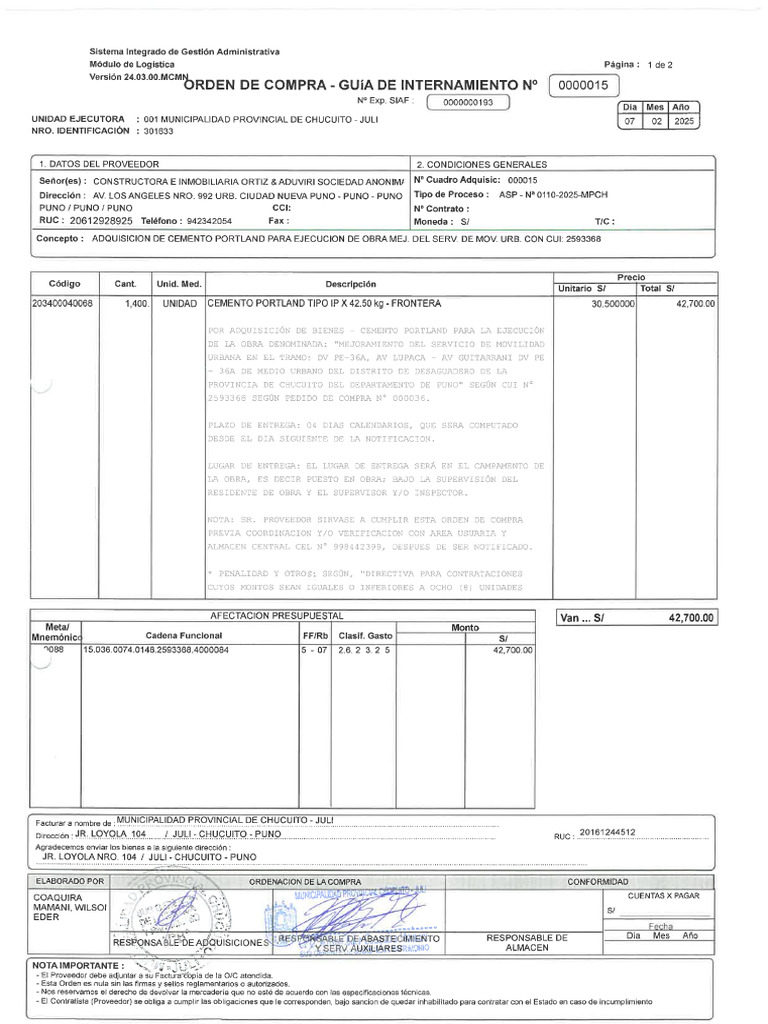 Orden de Compra #0000015 | PDF