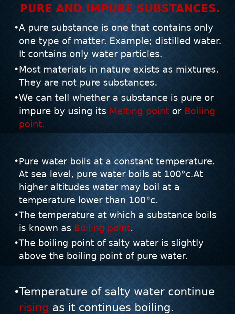 Pure vs Impure Substances Explained | PDF