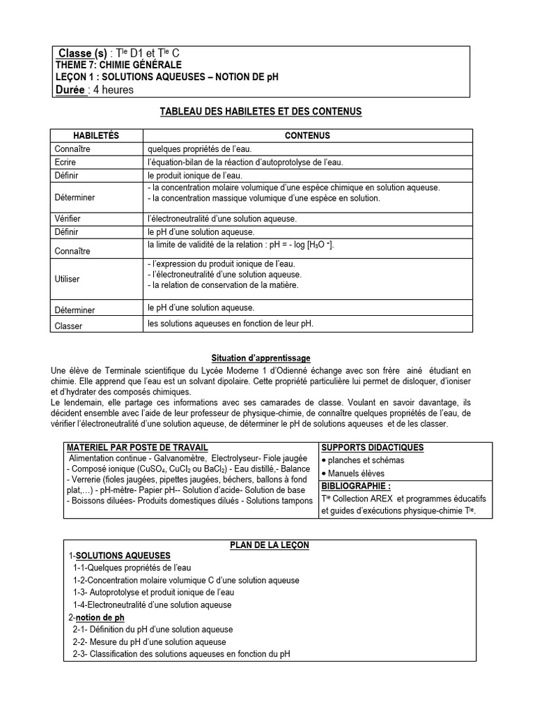 Solutions aqueuses et pH en chimie | PDF | Ph | Ion