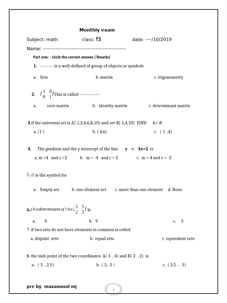 f3 Exam | PDF | Mathematical Analysis | Linear Algebra