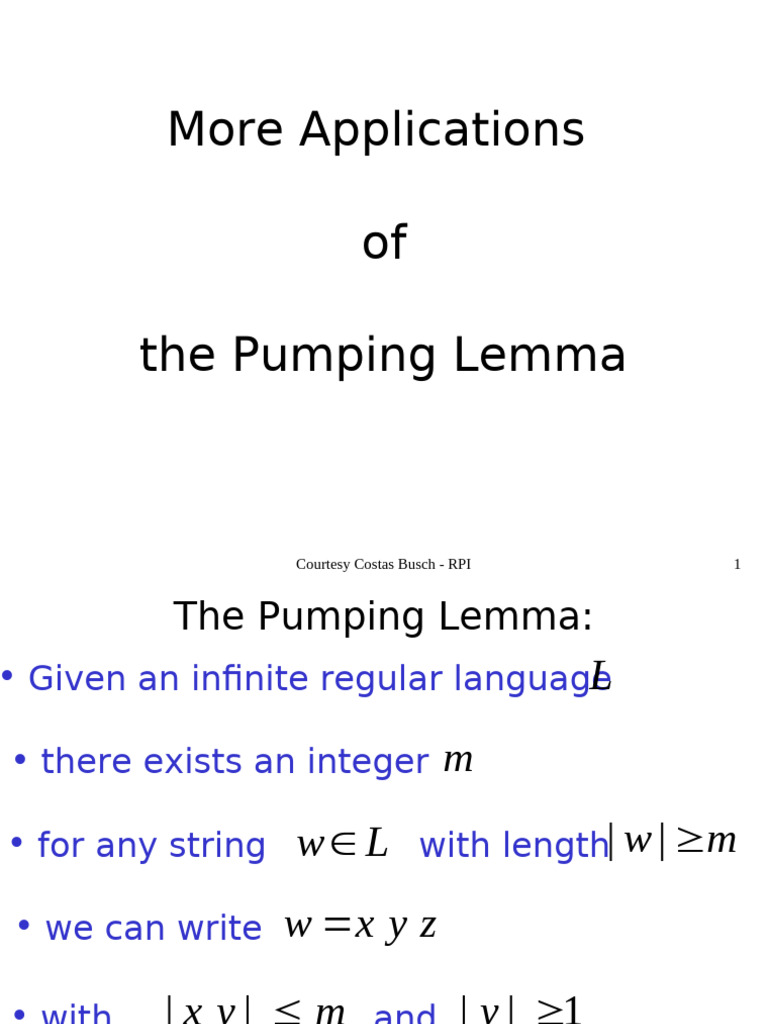 Applications of the Pumping Lemma | PDF | Mathematical Proof | Mathematics