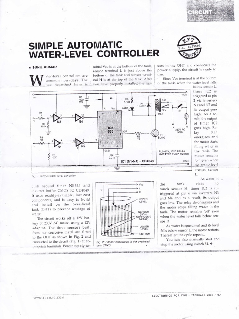 Simple Water Level Controller Guide | PDF | Rectifier | Capacitor