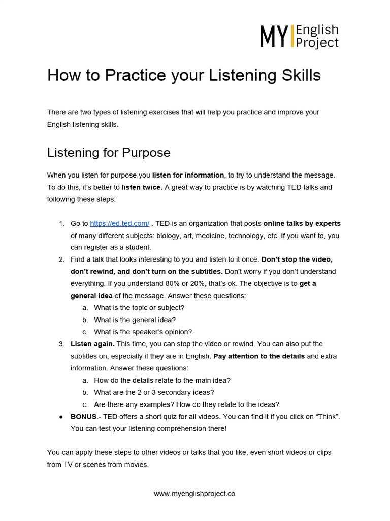 Improve English Listening Skills | PDF | Human Communication | Linguistics