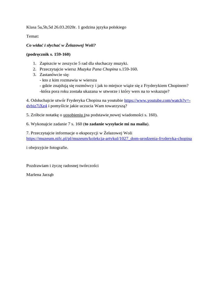 Klasa 5a 5b 5d 26.03.2020r 1 | PDF