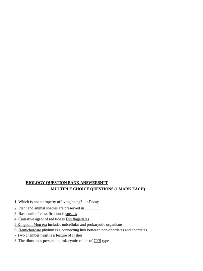 Biology Question Bank Ans 11th | PDF | Cellular Respiration | Rna