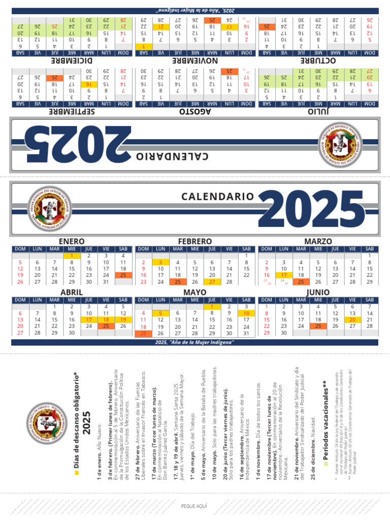 Días de Descanso Obligatorio 2025 PDF