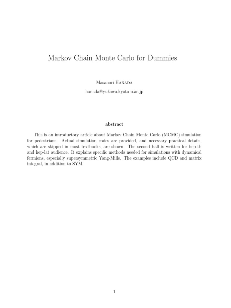 Intro to Markov Chain Monte Carlo | PDF | Monte Carlo Method | Physics