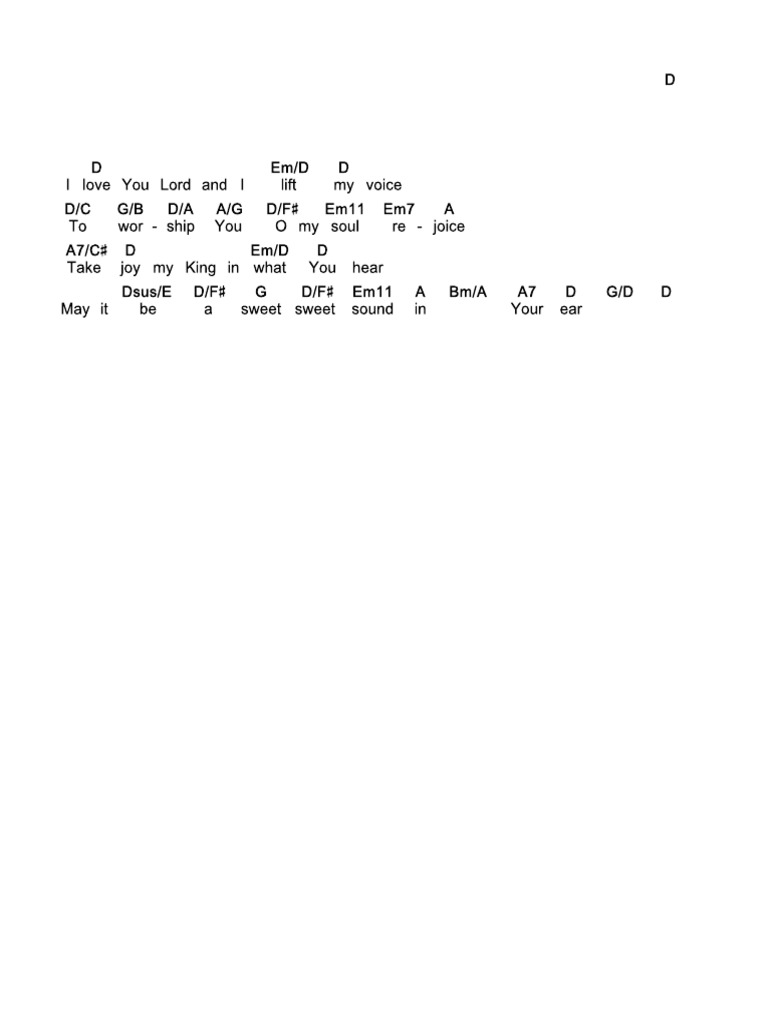 I Love You Lord - Lyrics & Music | PDF
