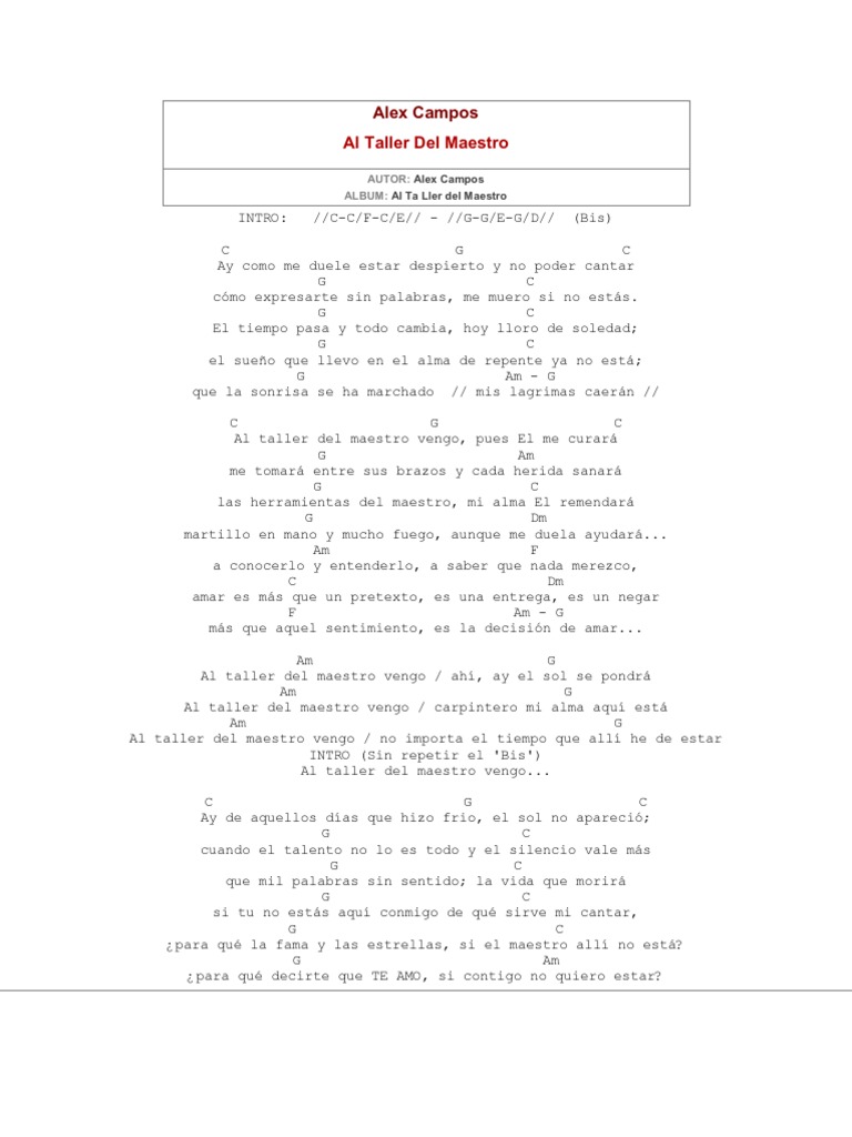 Letras y Acordes de Alex Campos | PDF | Arte