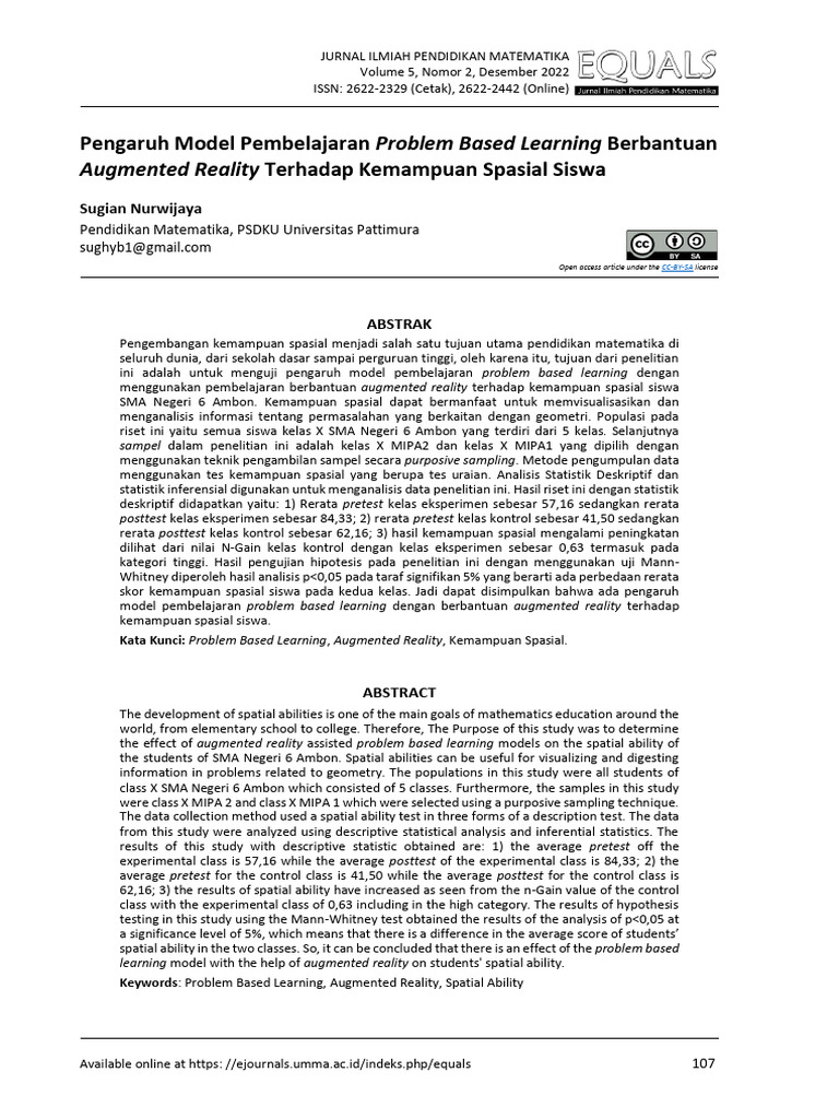 Pengaruh Model Pembelajaran Problem Based Learning | PDF