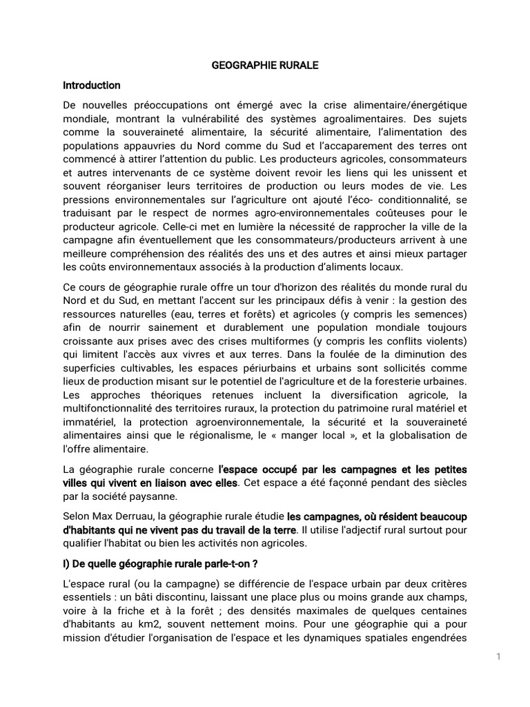 Défis de la géographie rurale moderne | PDF