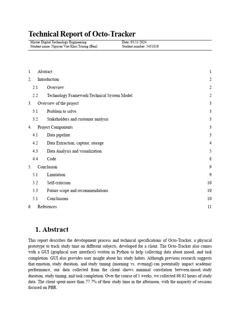 Octo-Tracker: Study Time Tracking System | PDF | Data | Prototype