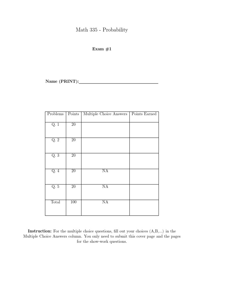 exam1 | PDF | Multiple Choice | Evaluation Methods