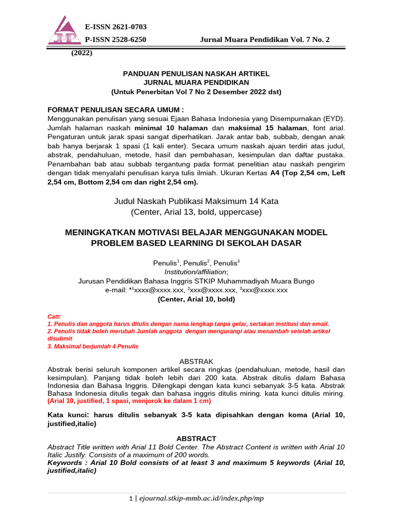 Template Jurnal Muara Pendidikan 2022 (1) (2) | PDF