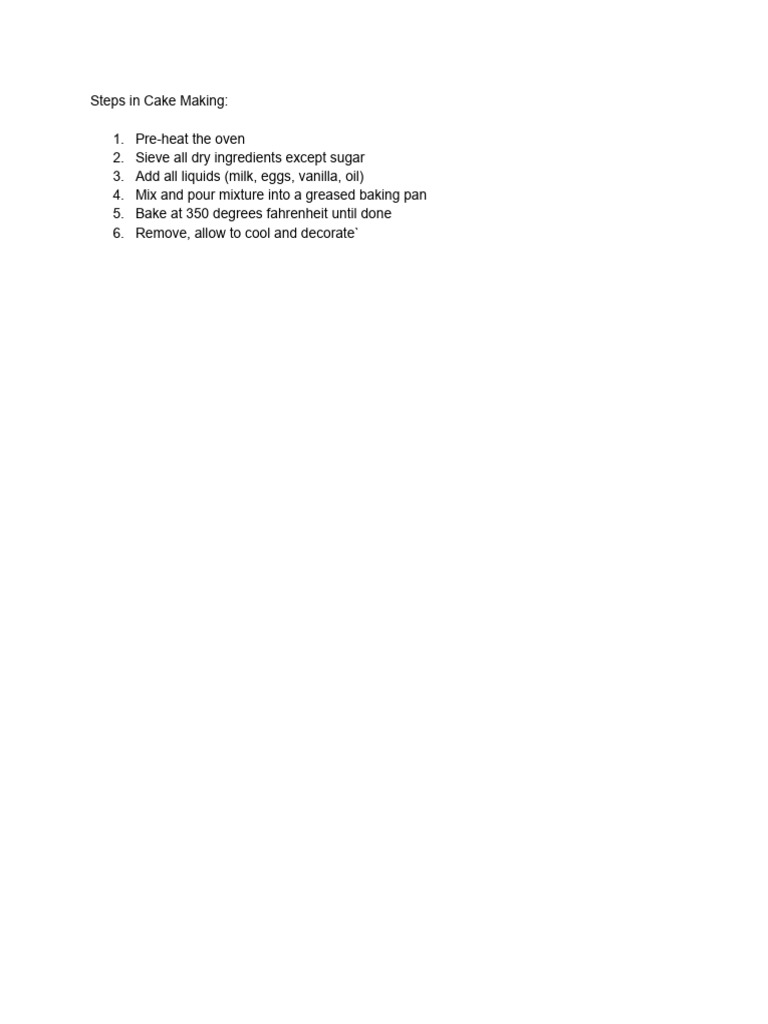 Steps in cake making pdf