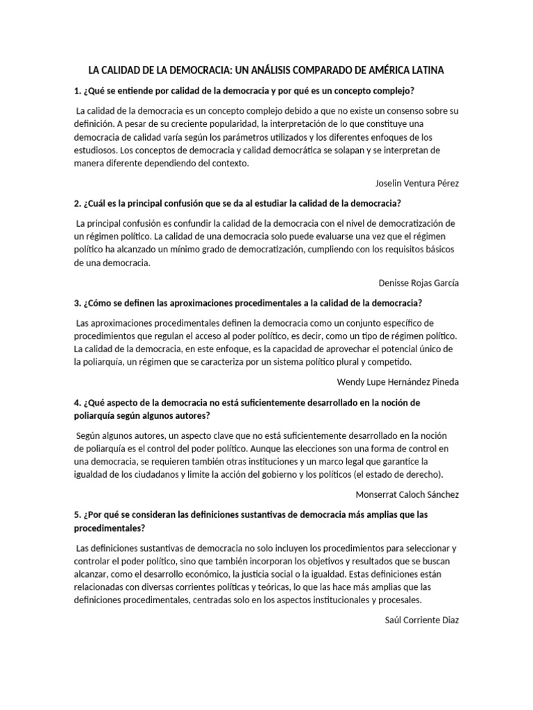 Calidad de la Democracia en América Latina | PDF | Democracia ...