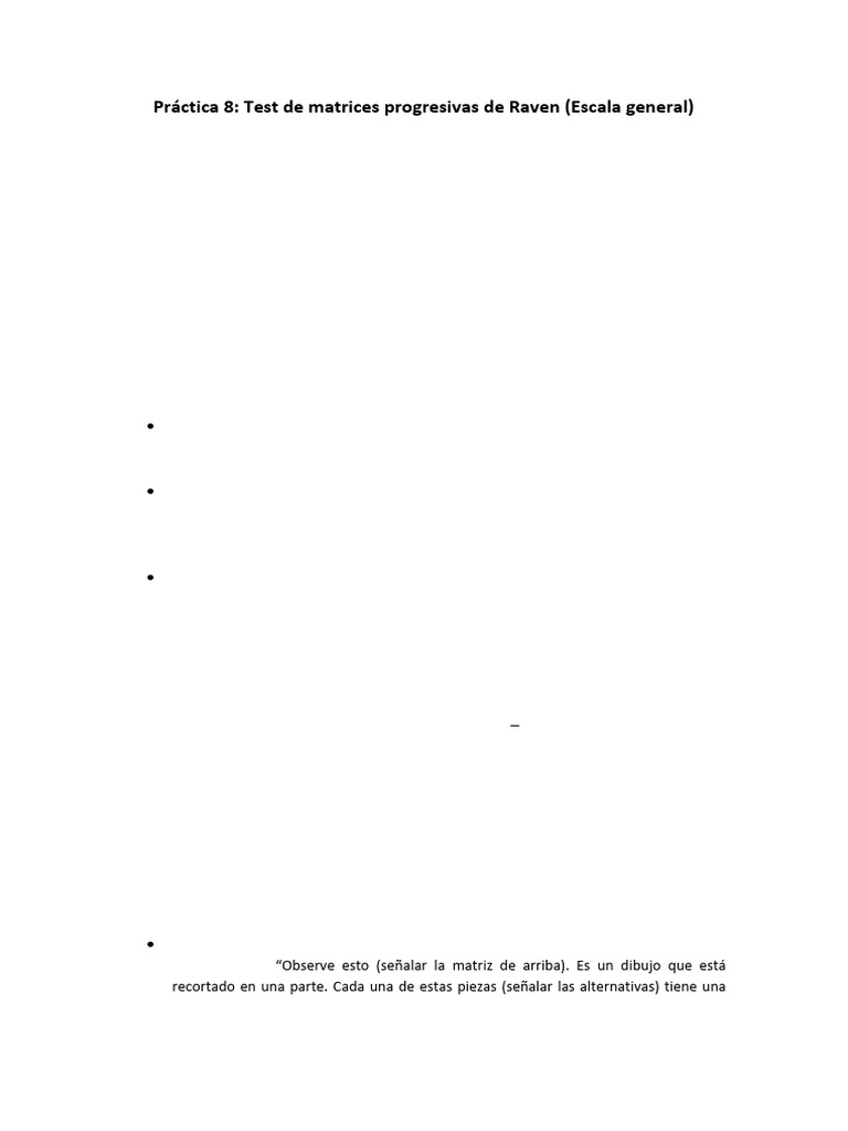 PrÃ¡ctica 8 Raven Escala General | PDF | Matriz (Matemáticas)