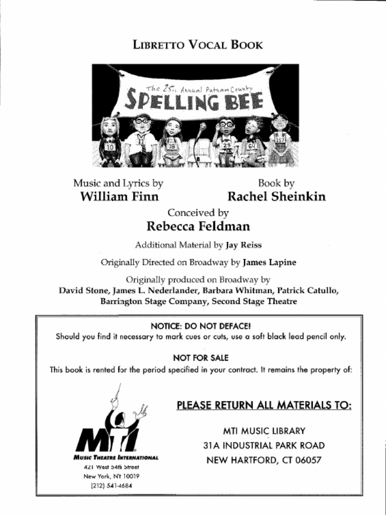 Putnam County Spelling Bee | PDF