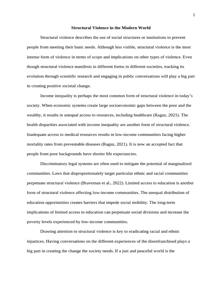 Understanding Structural Violence Today | PDF | Violence | Poverty
