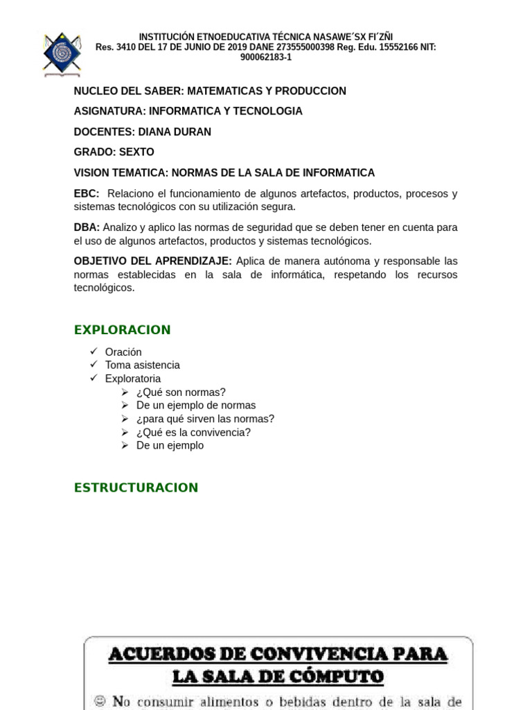 Actividades de Grado Sexto Informatica 1periodo | PDF | Ingeniería ...