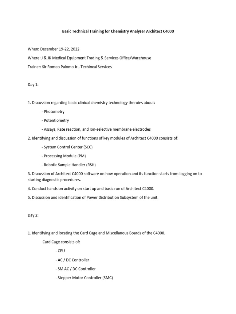 Architect C4000 Training Overview | PDF