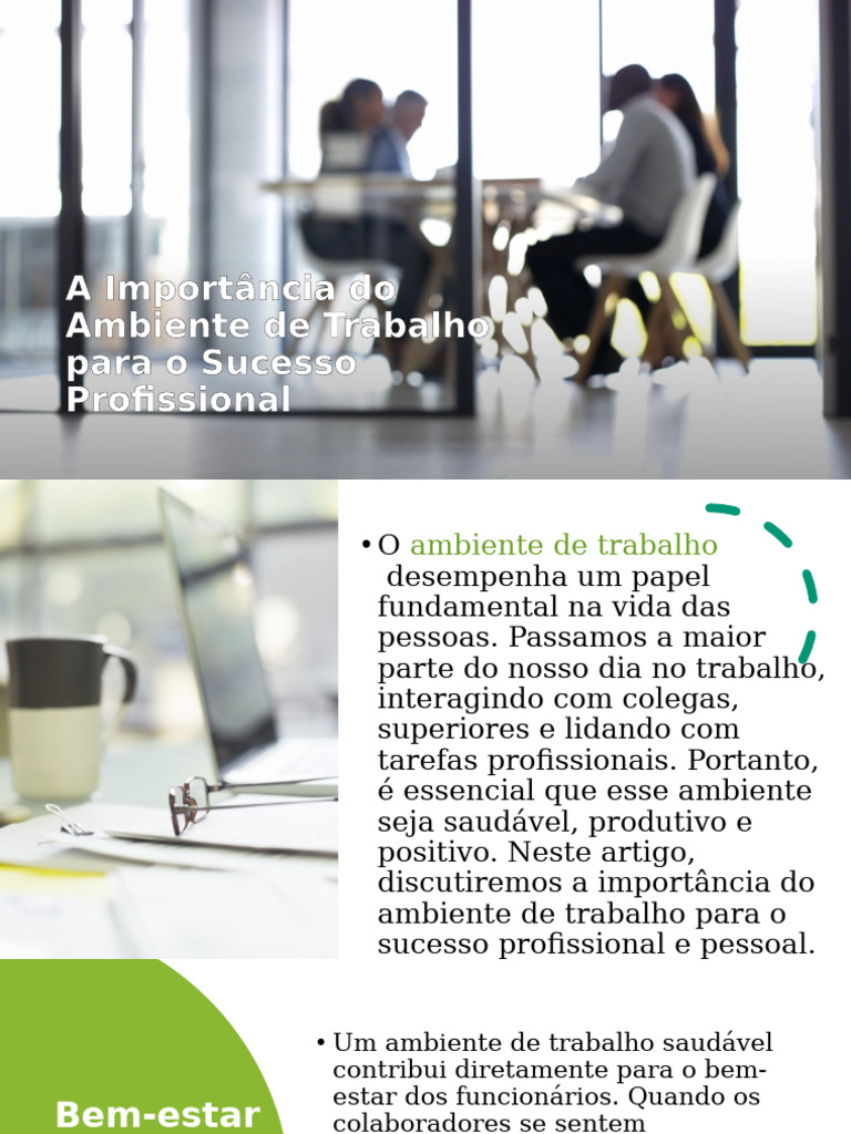 A Importância Do Ambiente de Trabalho para o | PDF | Cultura ...