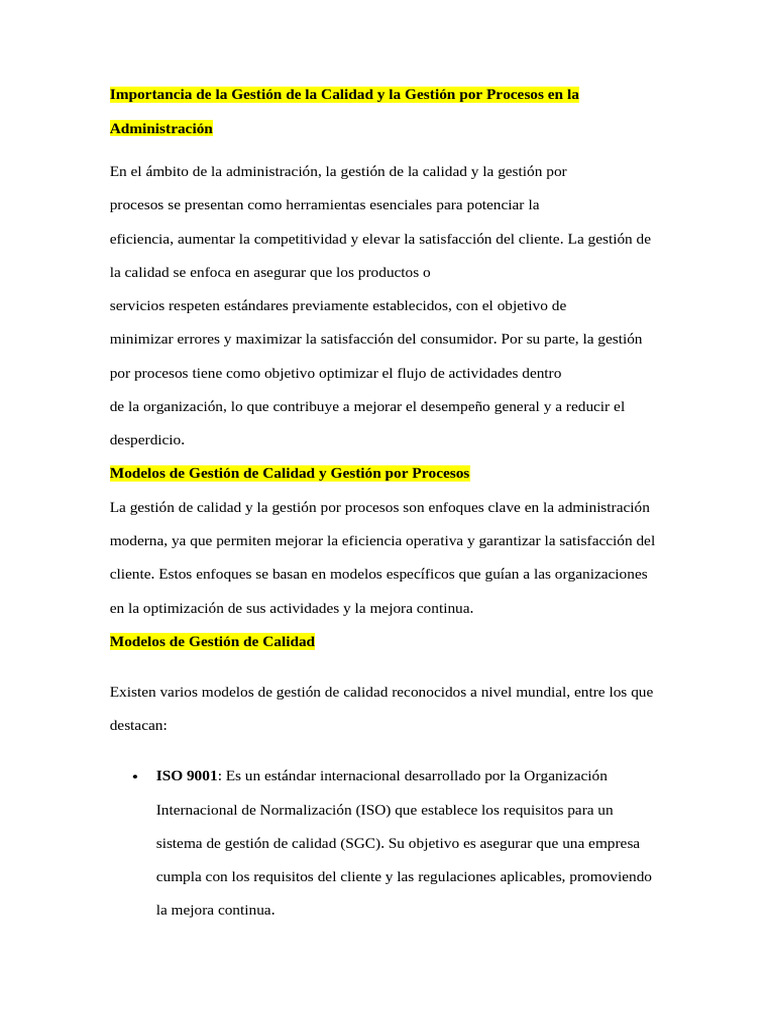Gestión de Calidad en la Administración | PDF | Calidad (comercial ...