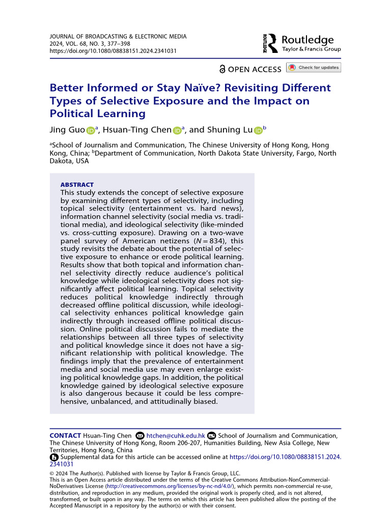 Better Informed or Stay Naïve? Revisiting Different Types of Selective ...