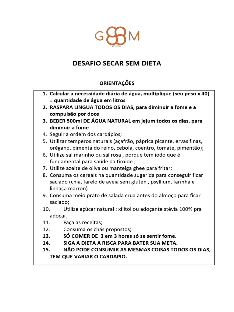 Desafio Secar Sem Dieta: Guia Prático | PDF