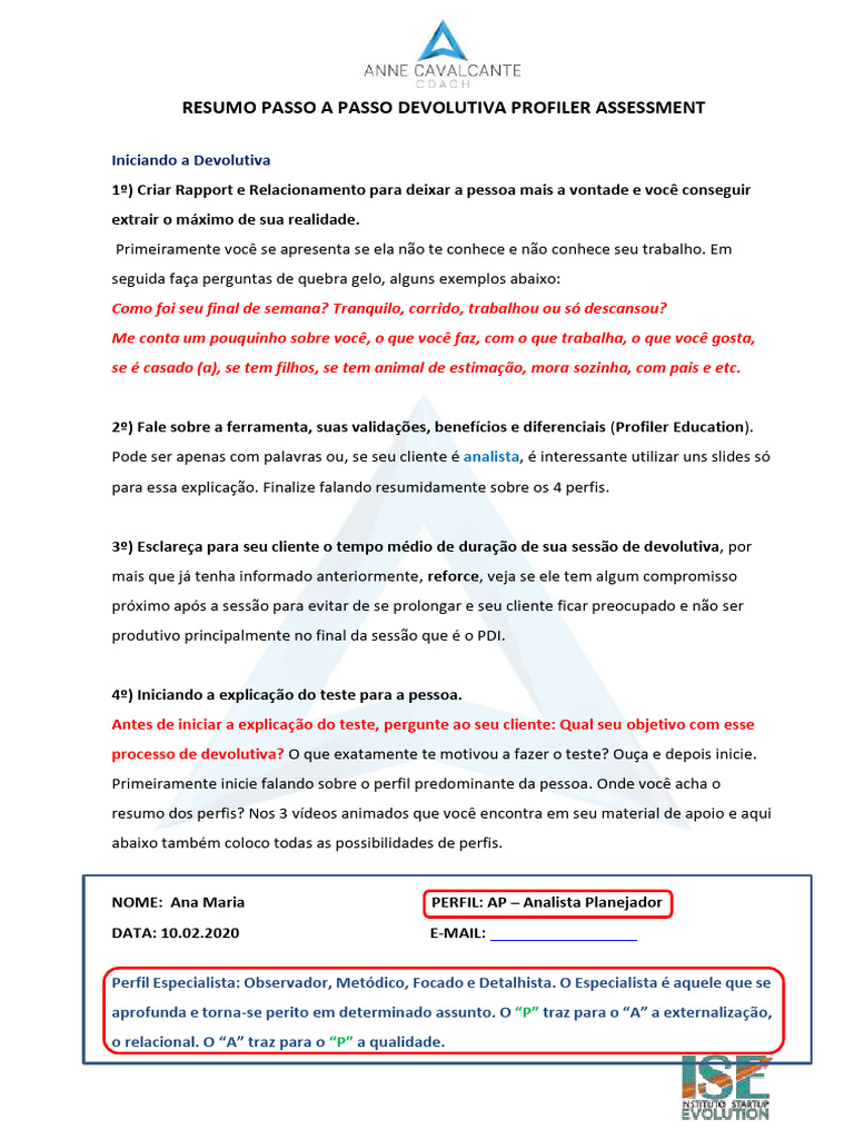 Devolutiva Resumo Passo A Passo Compactado Pdf Autoestima