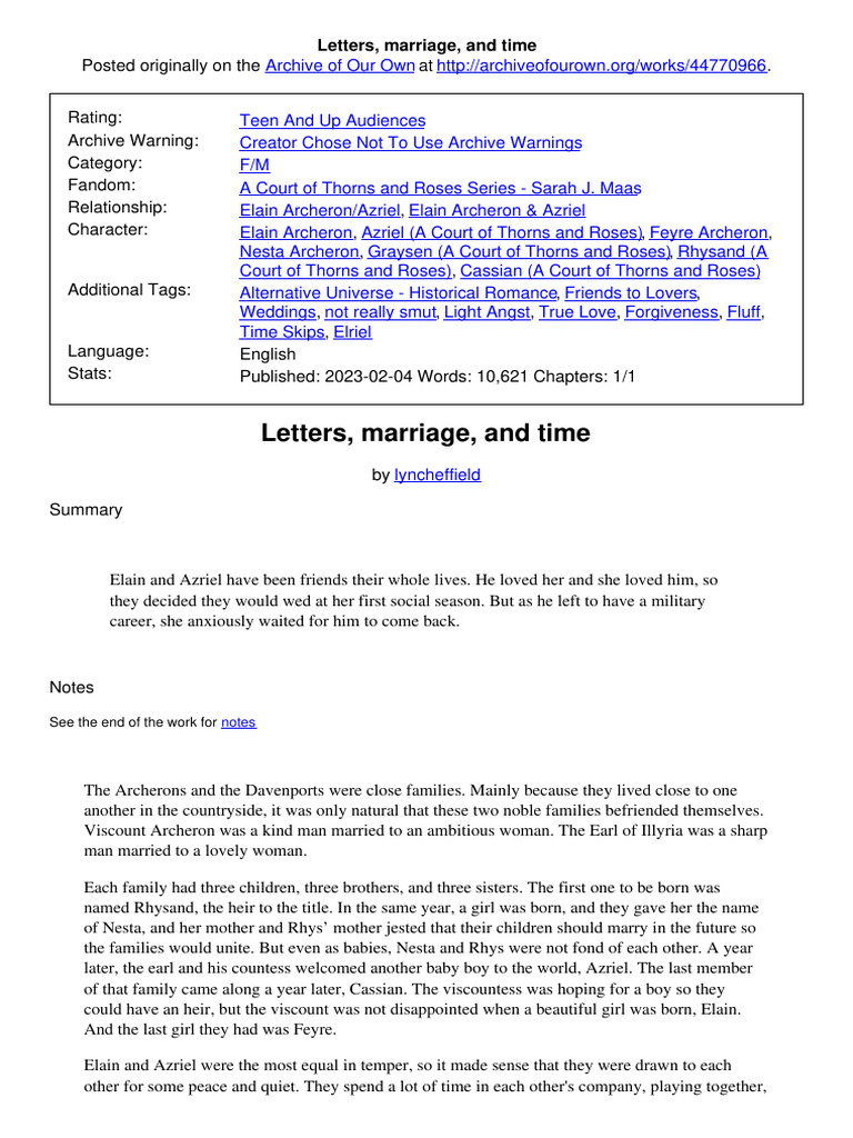 Elain and Azriel: A Love Story | PDF