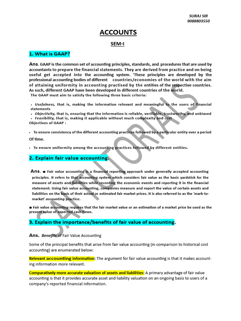 GAAP and Fair Value Accounting Explained | PDF | Fair Value | Mark To ...
