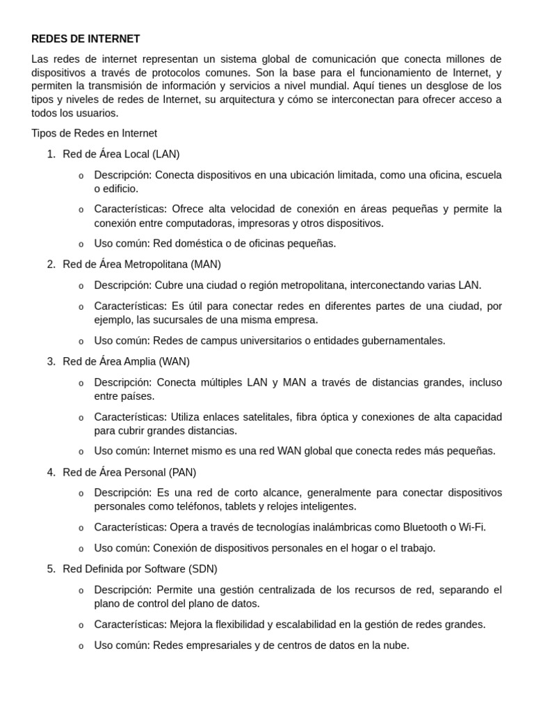 Tipos y Arquitectura de Redes de Internet | PDF | Topología de la red ...