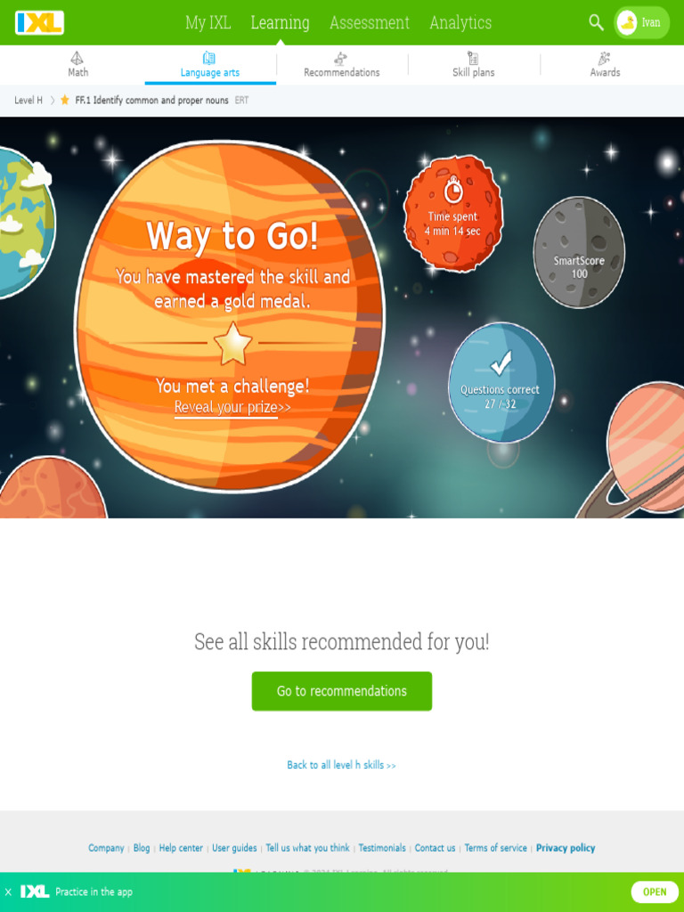 IXL Learning Progress and Analytics | PDF