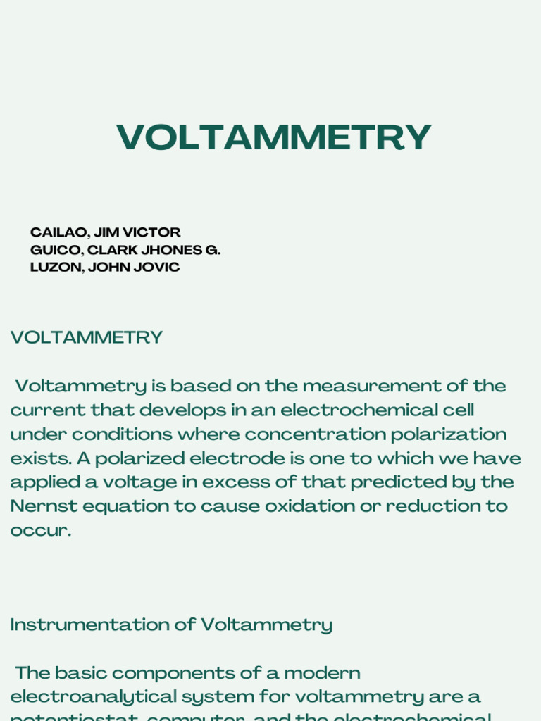 Overview of Potentiostat in Voltammetry | PDF | Electricity ...