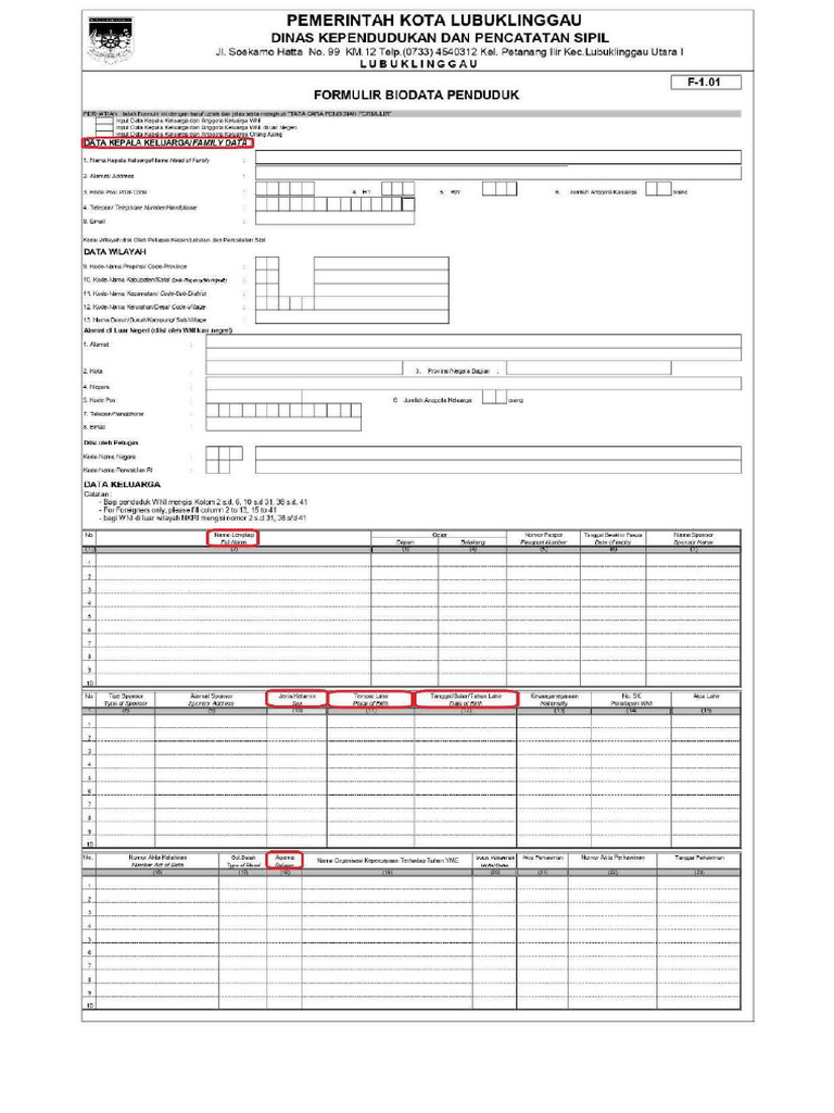 FORM PENAMBAHAN ANAK KE DALAM KK | PDF