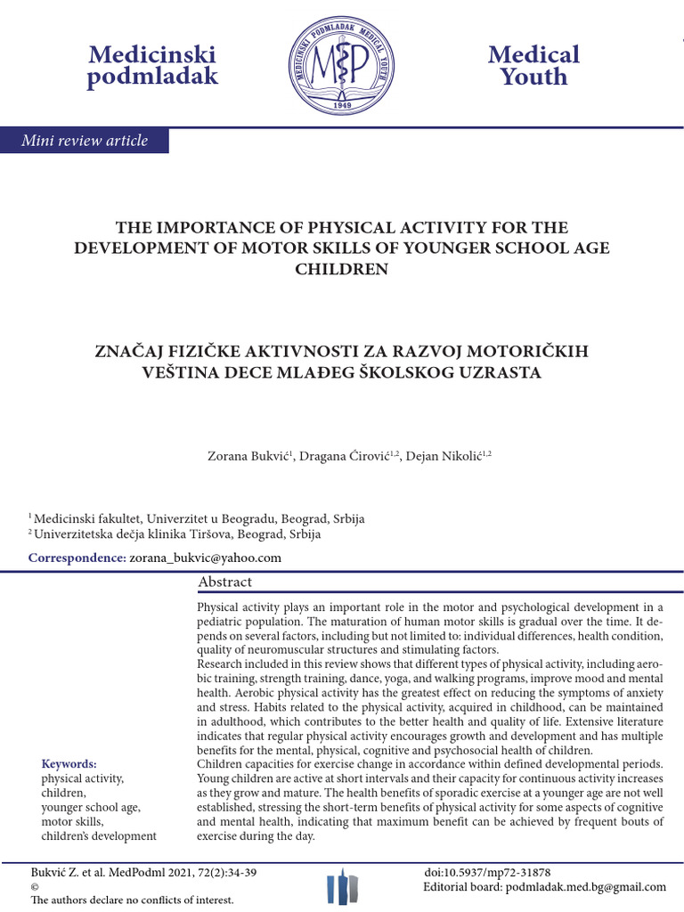 The Importance of Physical Activity For The Develo | PDF | Child ...
